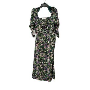 New ASTR Women's Size M Floral Keyhole Midi Dress Long Sleeve *Broken Zipper*